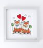 Foxes With Love Hearts illustration, original Giclee print