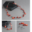 Bright Red Multi-strand Jewellery Set - Crimson Three Strand Jewellery Sets