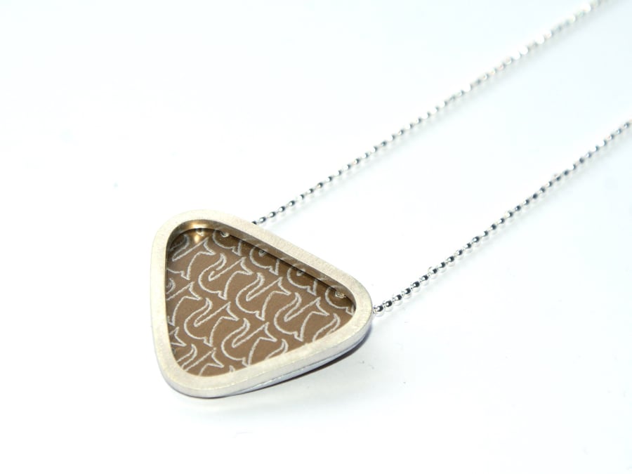 Bronze and silver triangle necklace - fox pattern