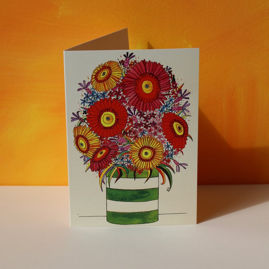 GERBERA JAR-BLANK CARD FOR YOUR OWN MESSAGE