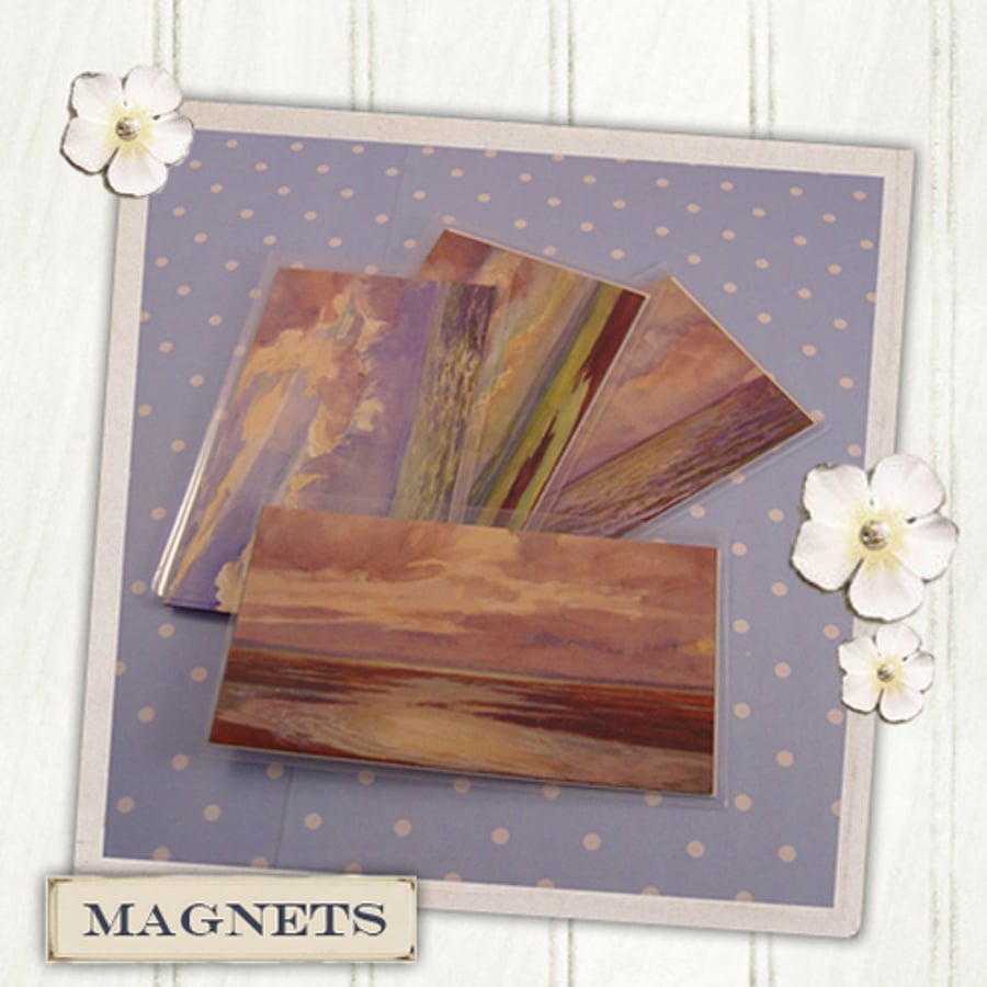 SALE ~ 4x Beautiful Assorted BYGONE BEACH DAYS Magnets from 1920's - Vintage