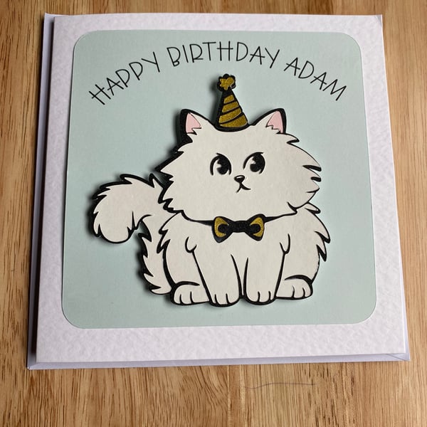 Personalised Cat or Other Pet BIrthday Card 