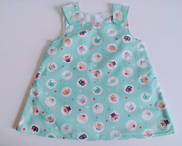 Dress, 6-12 months, Summer dress, A line dress, pinafore, animals  