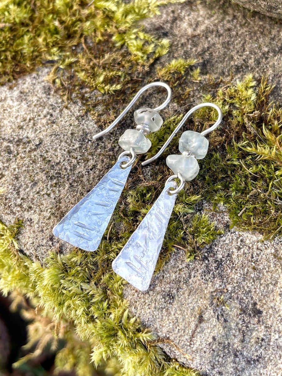 Sterling silver and aquamarine Cairn earrings
