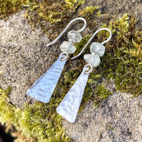 Sterling silver and aquamarine Cairn earrings