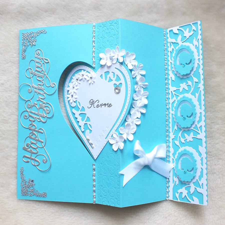 Luxury Handmade Personalised Tiffany Inspired Birthday Card