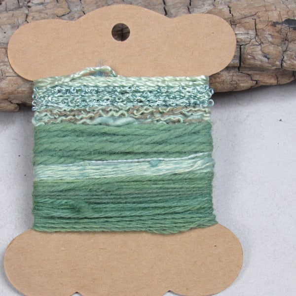 Small Spring Green Indigo Natural Dye Textured Thread Pack