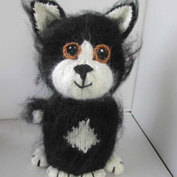 Colin The Black and White Cat Doorstop (hand knitted)