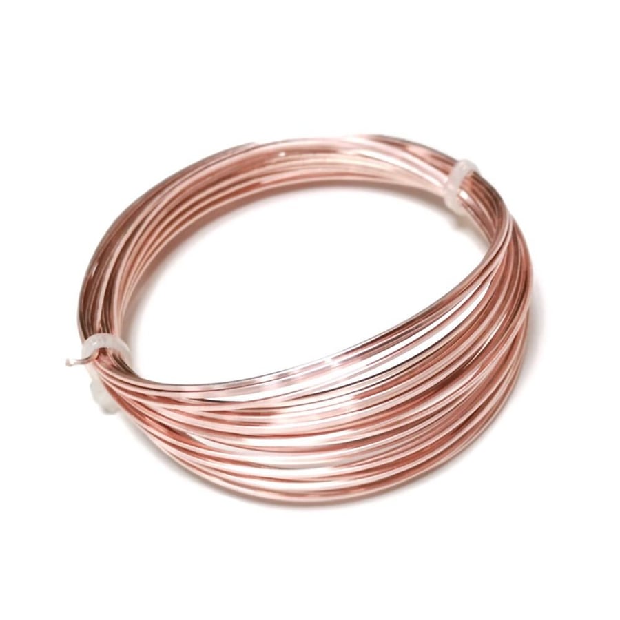Premium Copper Craft Wire - Rose Gold Enamelled Square, 6M Coil - 0.8mm Thick Wi