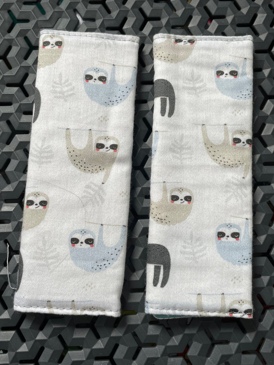 Sloth themed harness strap covers 