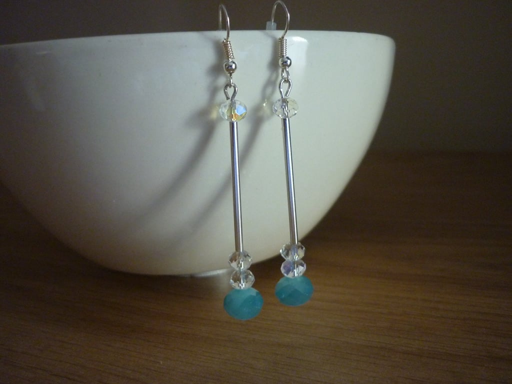 SEA BREEZE & AB CRYSTAL DROP EARRINGS.