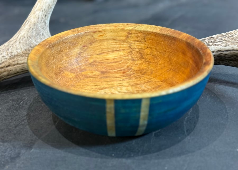 Spalted Sycamore Eating Bowl with Stripes