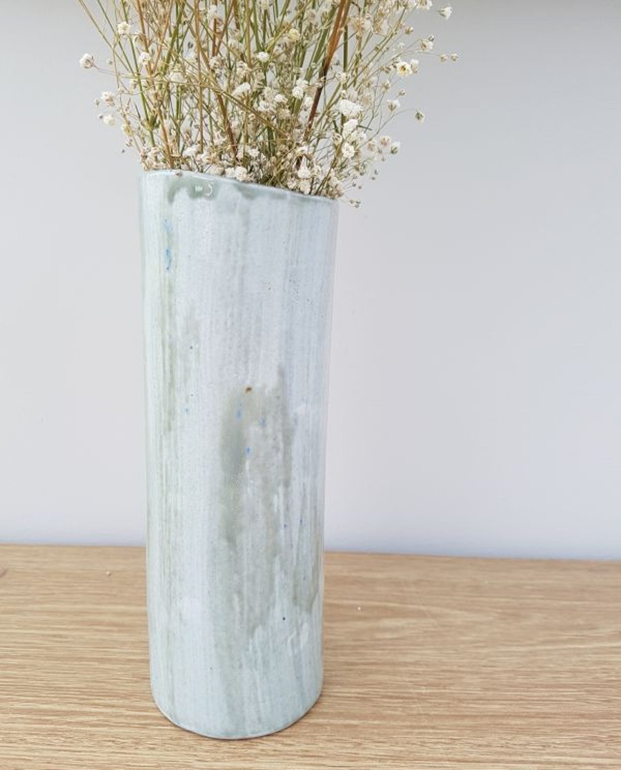 Sea Green Cylinder Ceramic Vase
