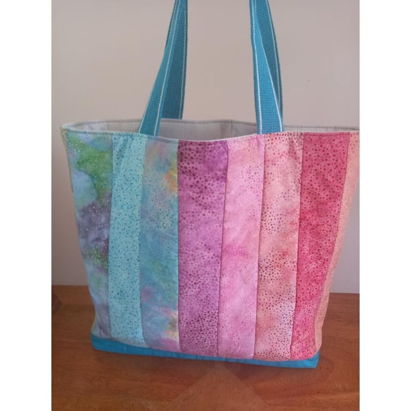 Batik Stripes Padded Tote Bag