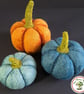 Set 3 Orange and Blue Pumpkins. Needle Felted with Wool Fibres.  - Image 2
