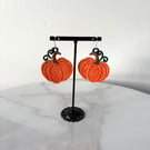 Lace Pumpkin Earrings on Sterling Silver hooks