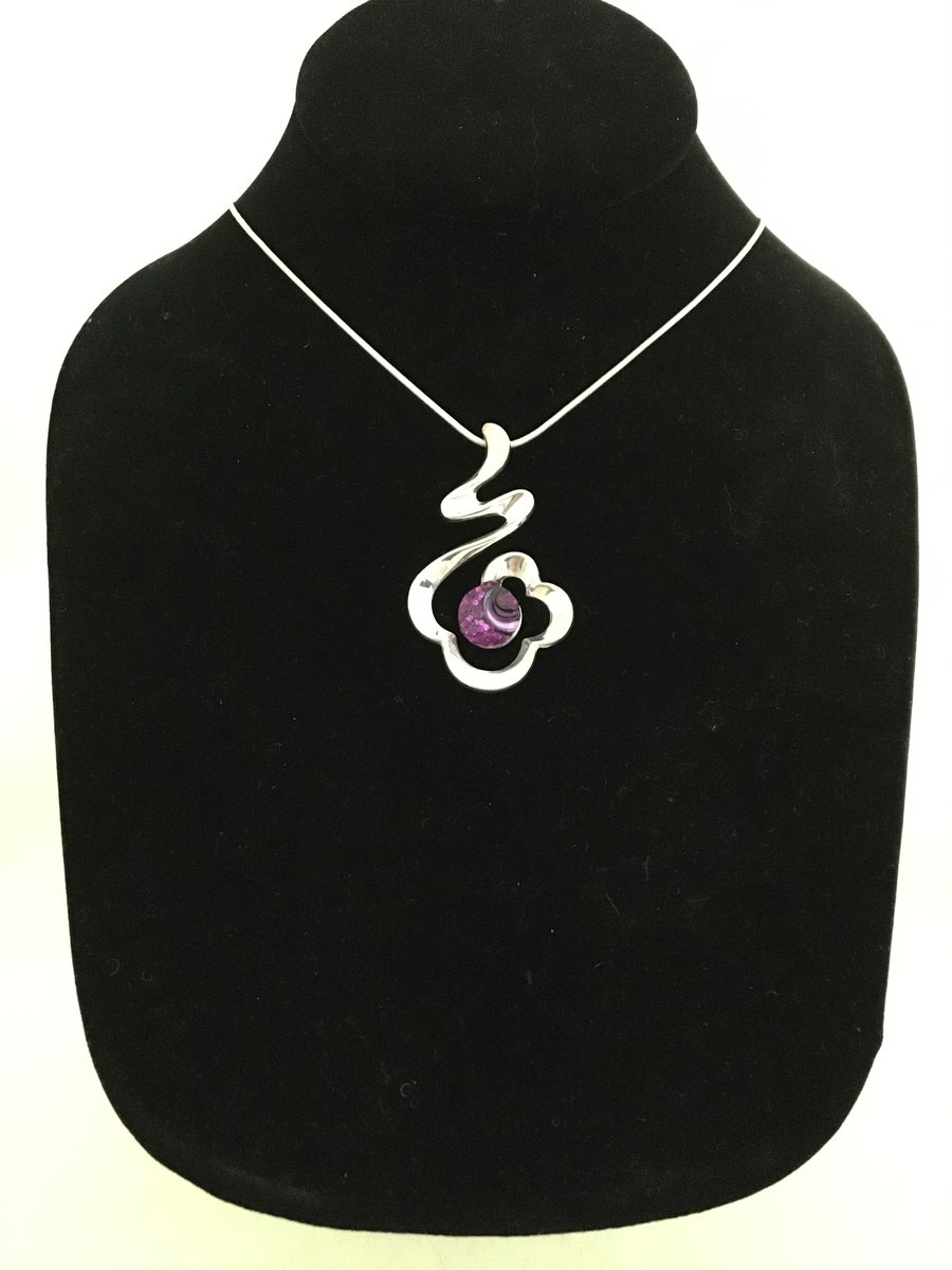 Mulberry Wine Abstract Flower Pendant