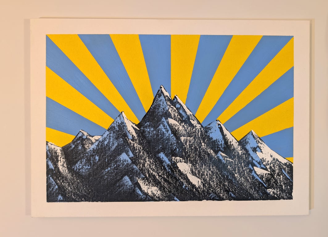 Sunbeam sunset over mountains