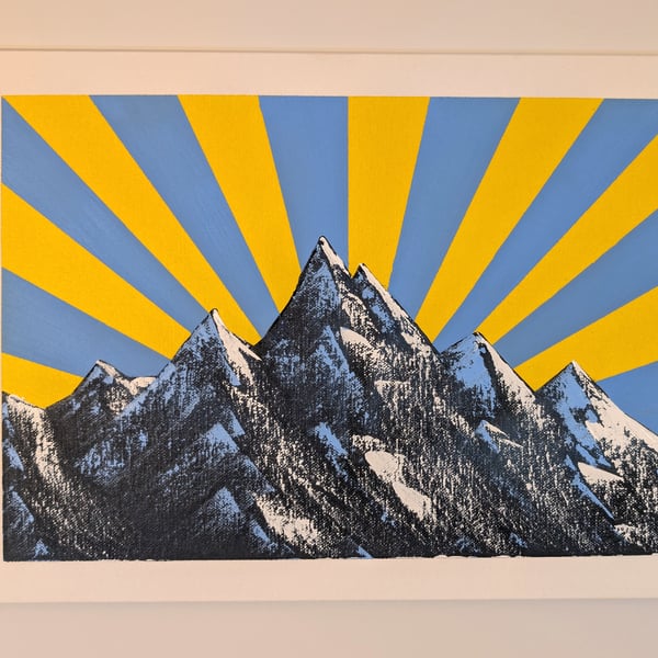 Sunbeam sunset over mountains