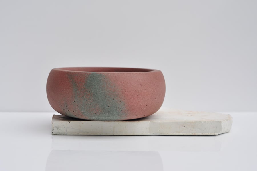 Handmade Jewellery Trinket Dish - Little Pink and Green Cement Accessory Bowl He