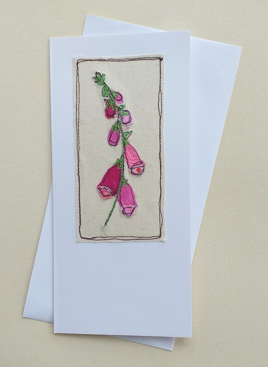 Embroidered Foxglove Card - Folksy