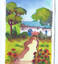 ACEO, Original Watercolour, Country Cottage, Size 3.5 x 2.5 inches, Trading Card