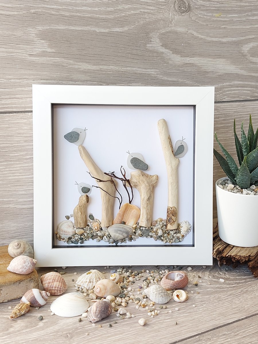 Cornish seaglass seagulls on groynes 