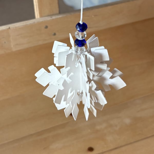 Snowflake Bauble - Dark Blue Beads