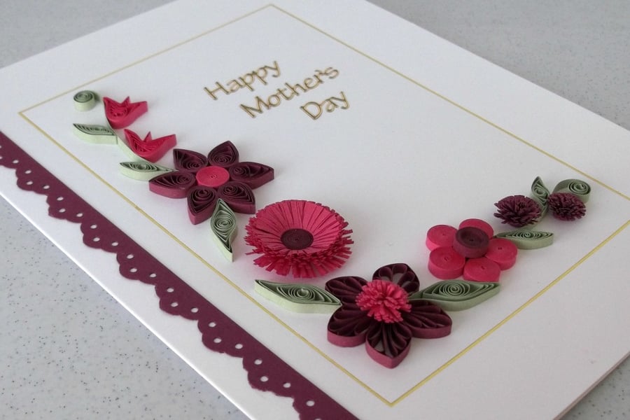 Quilled Mother's day card, handmade, flowers