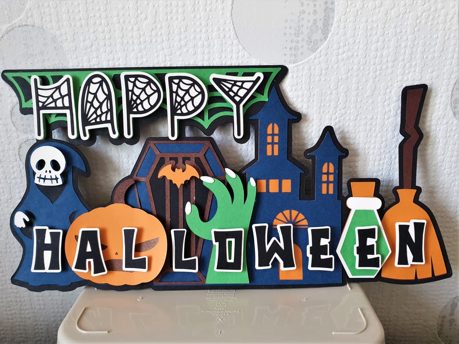 Halloween 3D Layered Card Sign, Card Art