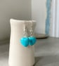 Turquoise Heart Earrings, with Swarovski crystal - Image 2