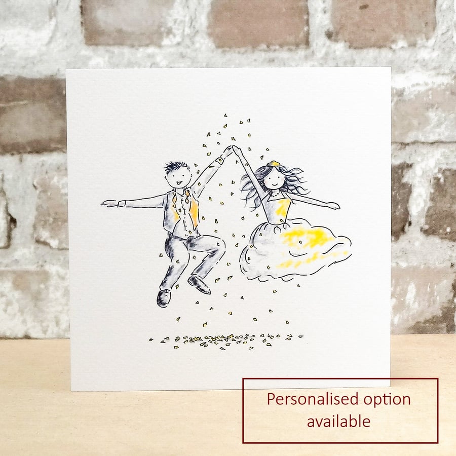 Wedding Card Jump Brunette -  Personalised name option available