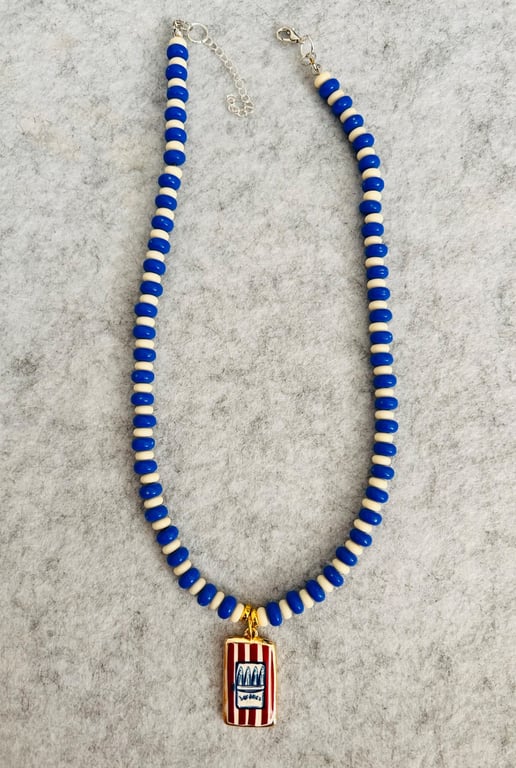 Blue and White Necklace with matching pendant 