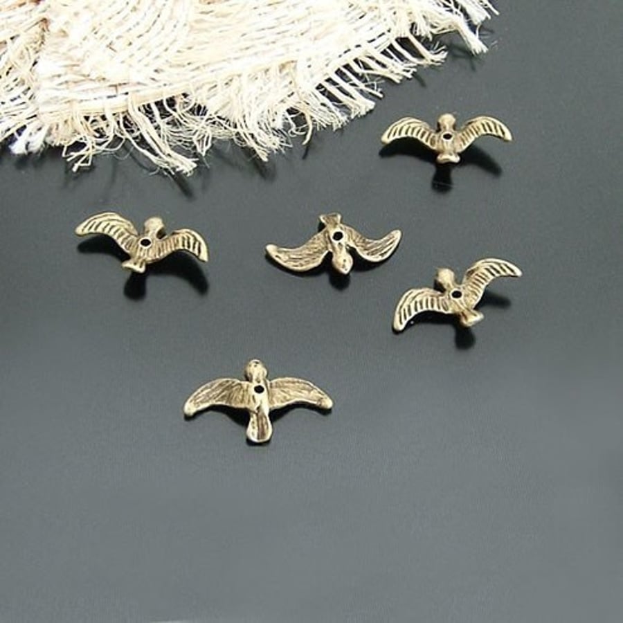 antique bronze plated birds 2pcs