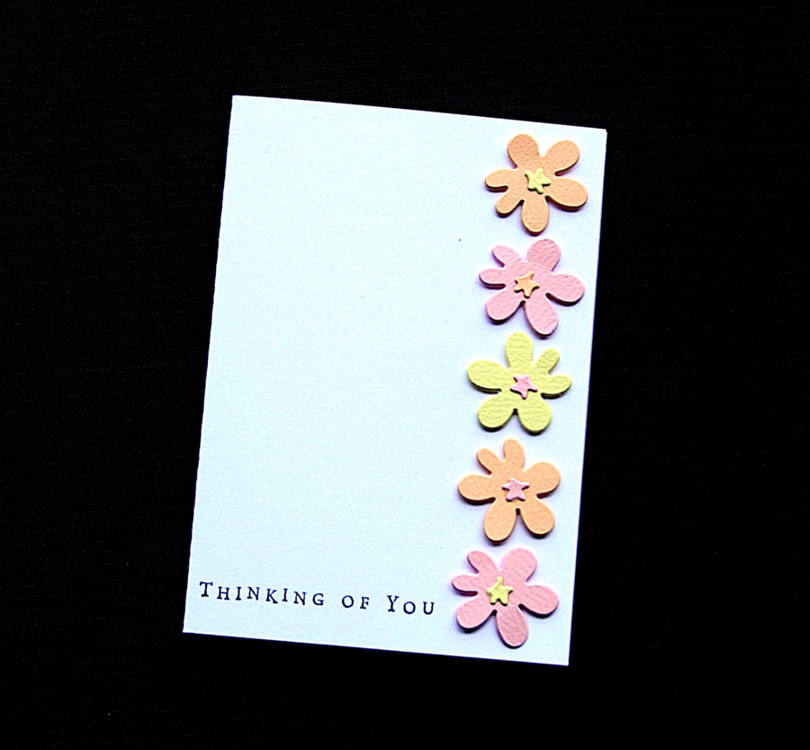 Thinking of You Pastel Blooms - Handcrafted (blank) Card - dr21-0012