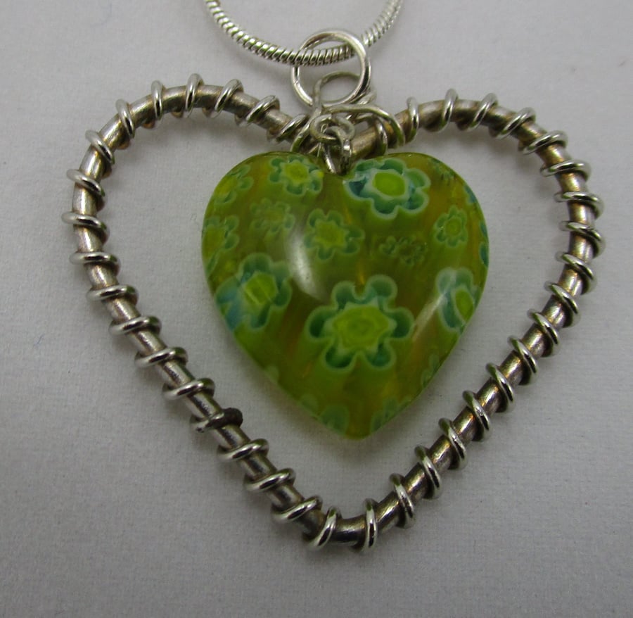 Murano Millefiori Heart Pendant