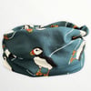 Petrol Blue Snood Neck Warmer with Puffins (17”, 19” or 21” diameter)