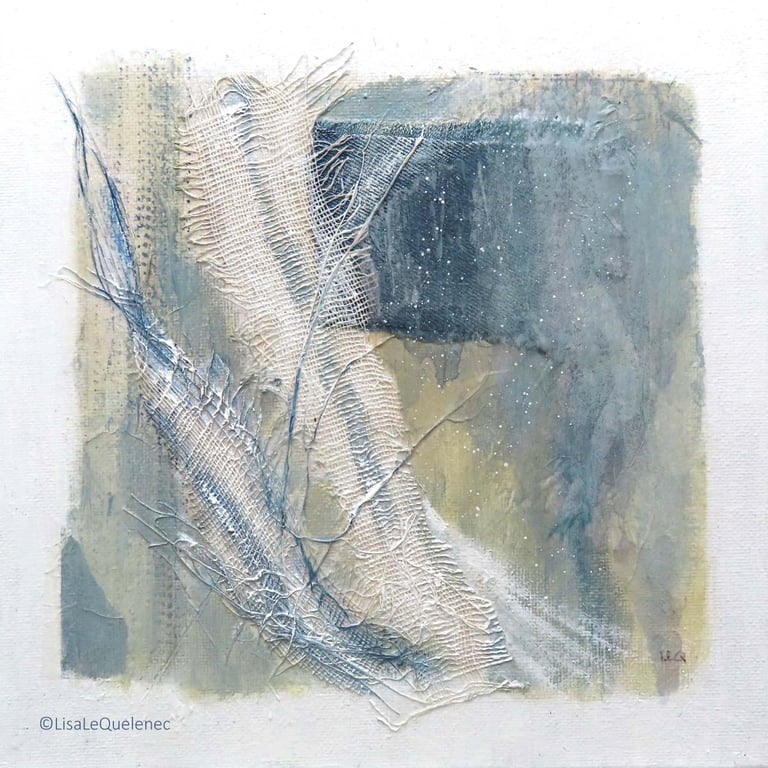 Original coastal themed abstract mixed media picture sea spray current shore 