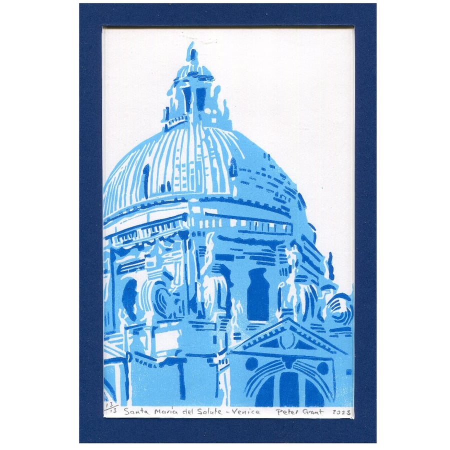 Santa Maria Dome, linoprint in two colours.