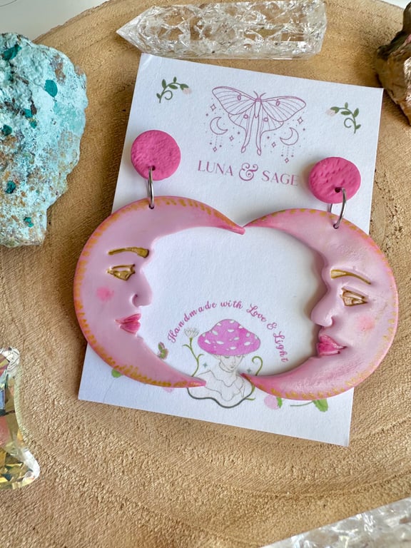 Moon Polymer Clay earrings