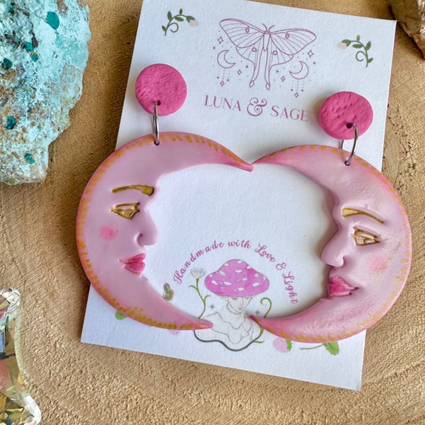 Moon Polymer Clay earrings