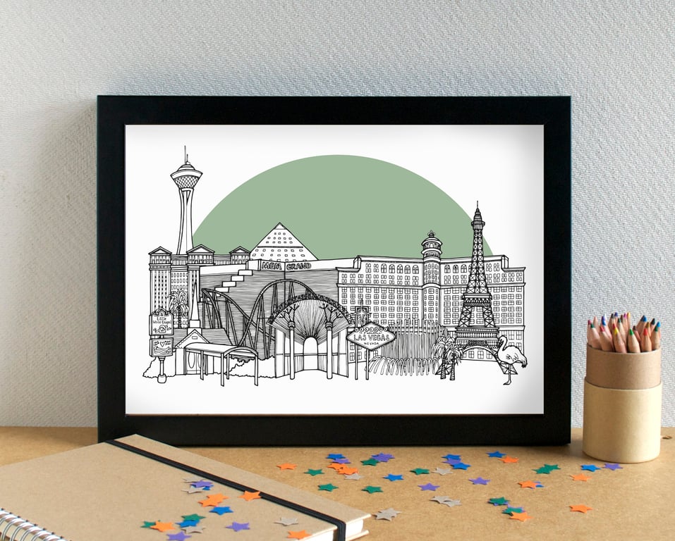 Las Vegas Skyline Travel Art Print