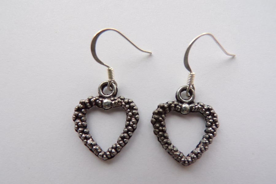 Heart Earrings, Silver Heart Earrings