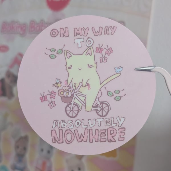 On My Way To Absolutely Nowhere - Funny Cat Meme Sticker 