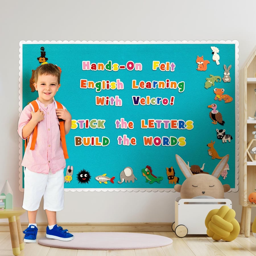 Felt Alphabet Board for Kids with Letters, Animals play mat