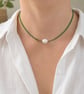 Forest Pearl Grace Necklace – Czech Seed Beads & Freshwater Pearl