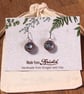 Handmade Ceramic Earrings UK; Speckled Blue Glazed Dangle, Foraged Bristol Clay  - Image 4