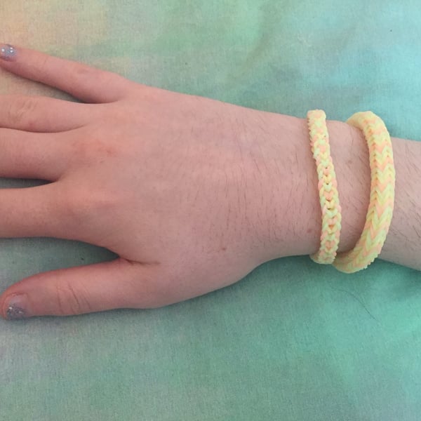 Sour Citrus themed Handmade Loom Band bracelets - 2 pack