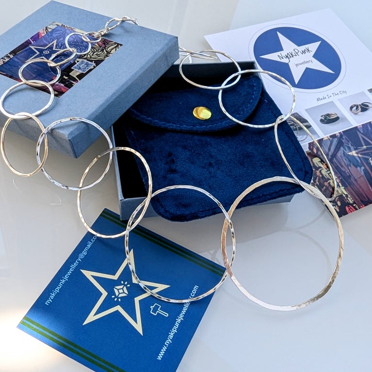 SILVERSMITH NECKLACE Recycled Handmade Sterling Silver Hoop Necklace