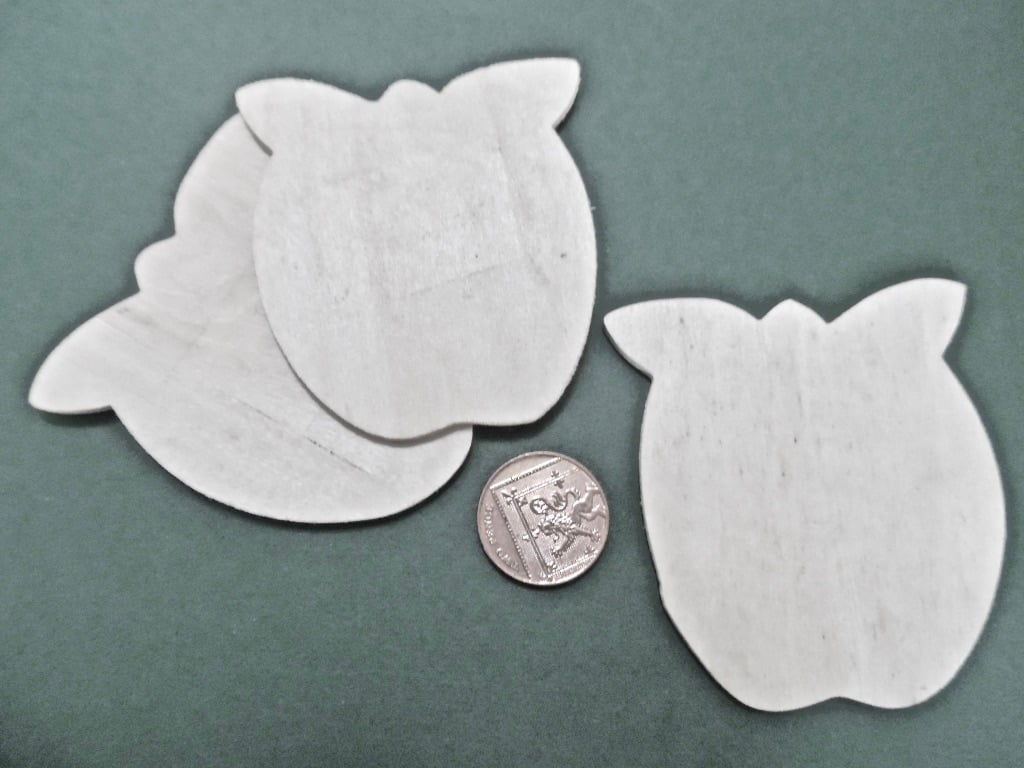 5 x Wooden Plaques   Unfinished 3mm Plywood APPLE Shape NOT laser cut